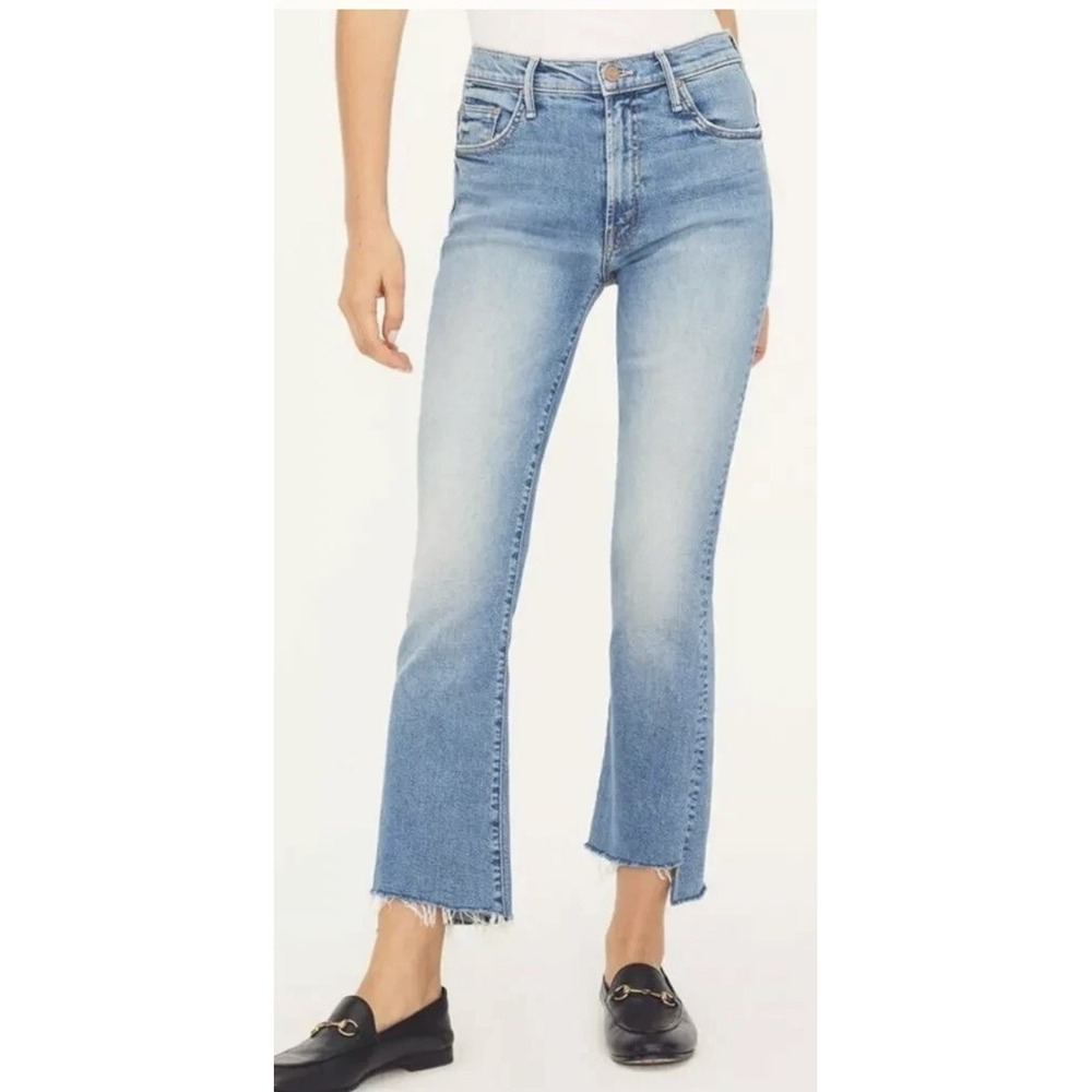 MOTHER The Insider Crop Step Fray Out Of The Blue Jeans Light Wash Denim 24